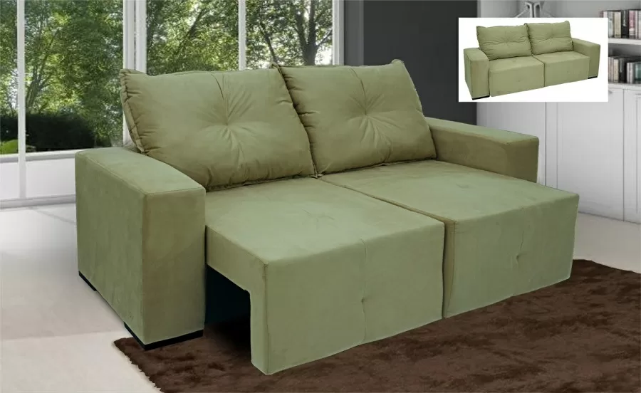 SOFA 3 LUGARES 1.80M RETRATIL/RECLINAVEL 2SS MONTANA BEGE TEC V01 C/MOLAS JW 