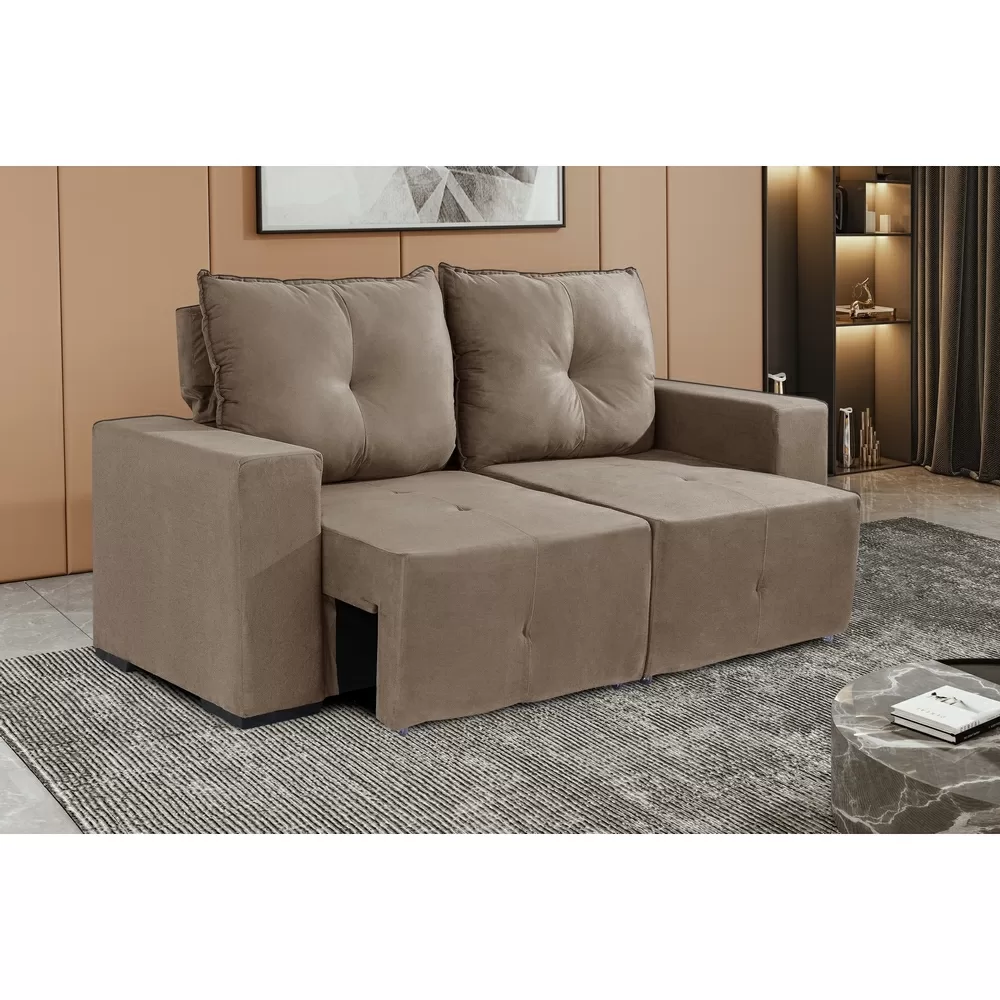 SOFA 3 LUGARES 1.80M RETRATIL/RECLINAVEL 2SS MONTANA BEGE TEC V01 C/MOLAS JW 