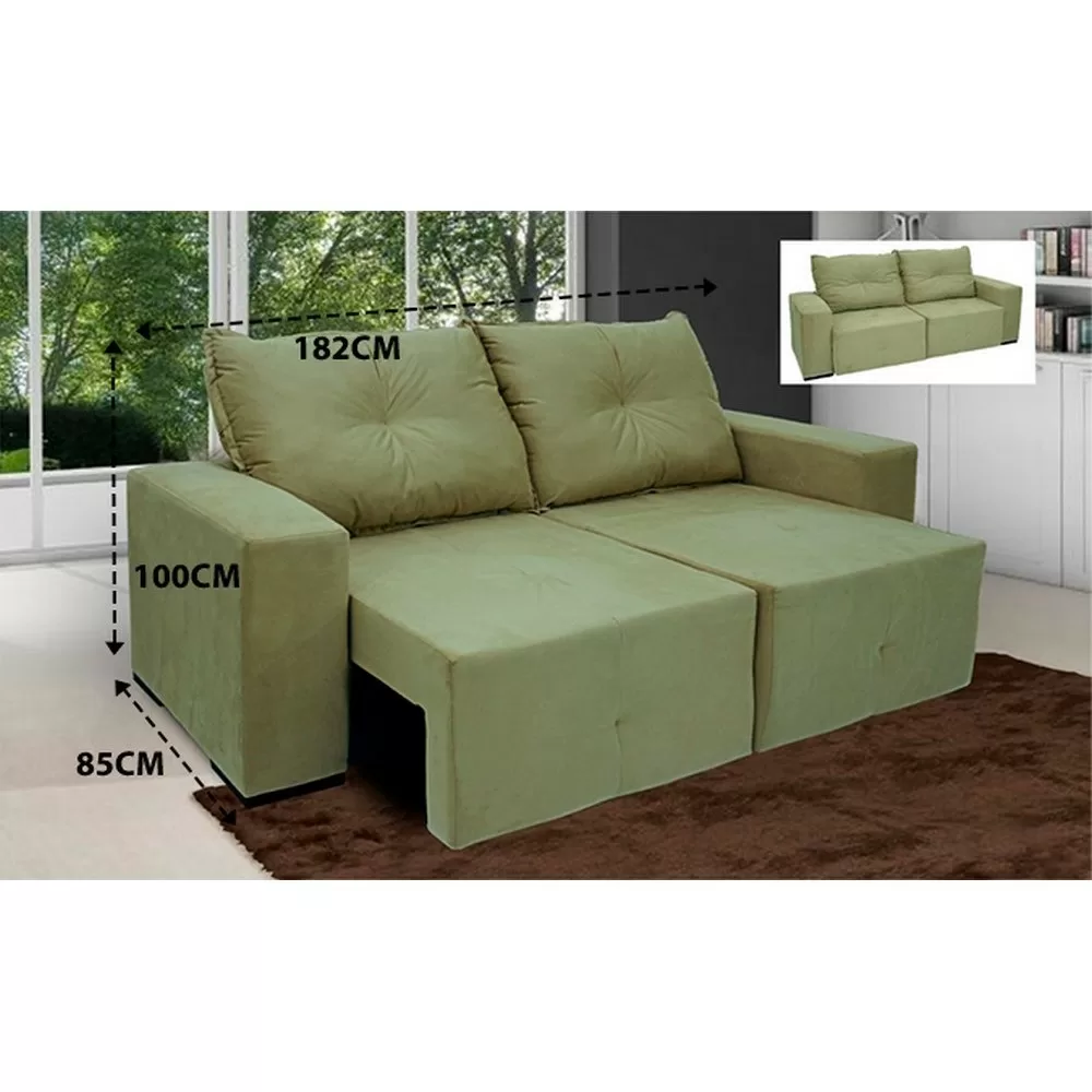 SOFA 3 LUGARES 1.80M RETRATIL/RECLINAVEL 2SS MONTANA BEGE TEC V01 C/MOLAS JW 