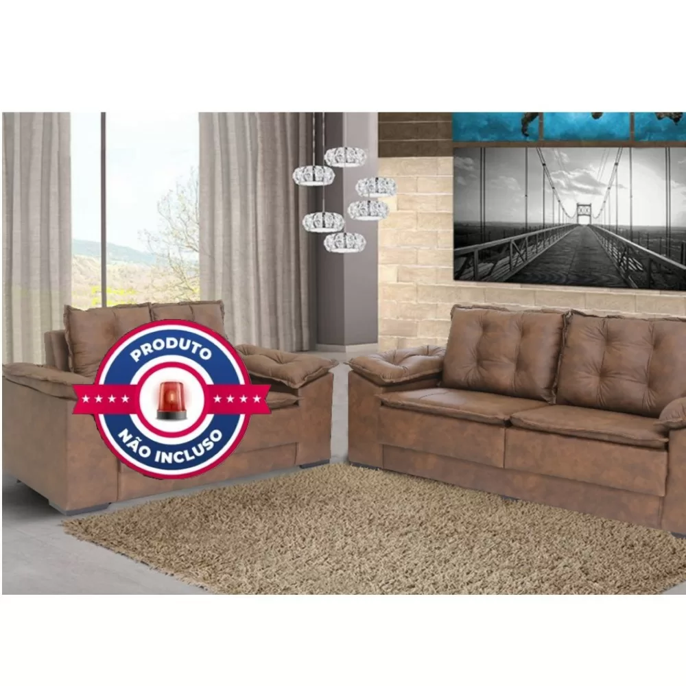 SOFA 3 LUGARES 2.07M NAPOLES CORANO OCRE MARROM A95XL207XP55 JW 