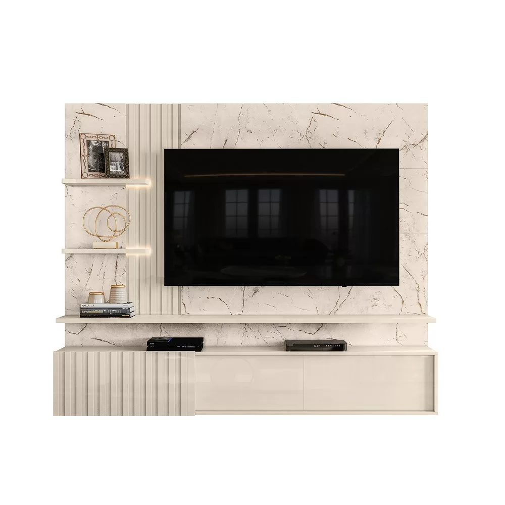 PAINEL 2.00M PARA TV ATE 65 ATENA CALACATA/OFF WHITE A167XL200XP35 MADETEC 