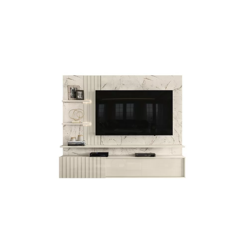 PAINEL 2.00M PARA TV ATE 65 ATENA CALACATA/OFF WHITE A167XL200XP35 MADETEC 