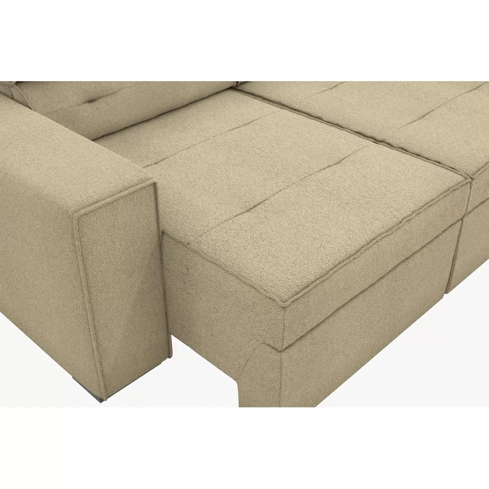 SOFA 3 LUGARES 2.06M RETRATIL/RECLINAVEL LEONE TEC BOUCLE BEGE A058 KAPPESBERG 