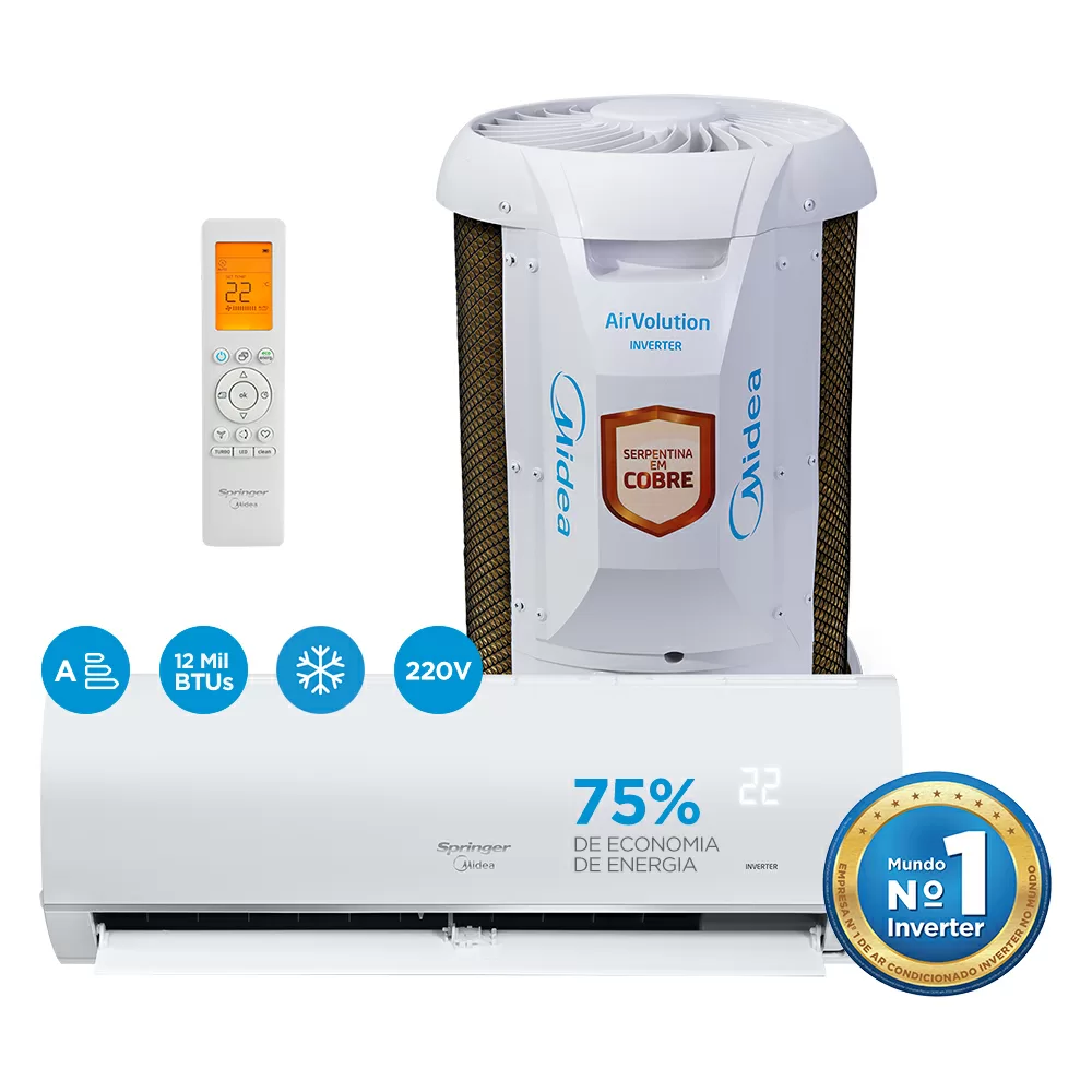 AR CONDICIONADO SPLIT INVERTER SPRINGER MIDEA AIRVOLUTION FRIO 12000BTUS 38TVCI12S5/42AFVCI12S5 220V