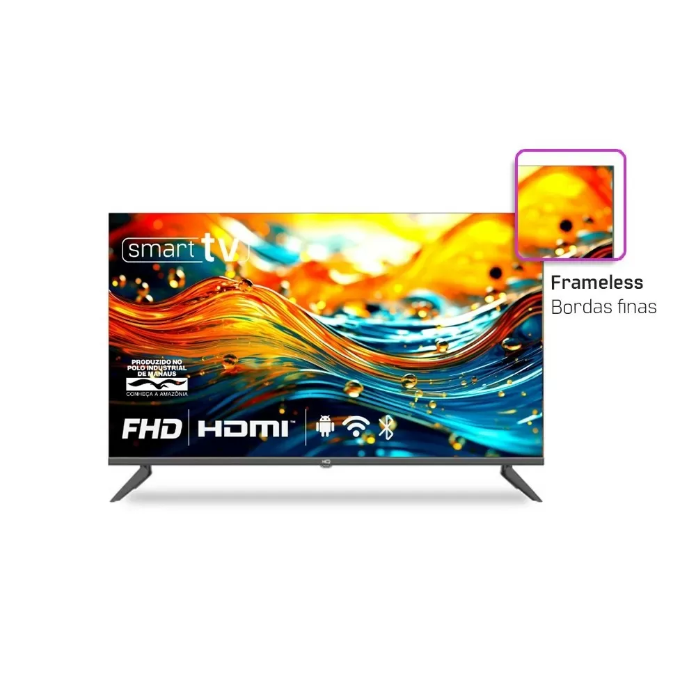 TV LED SMART 40" HQ FHD HQS40NK ANDROID 3 HDMI 2 USB PRETA BIVOLT 