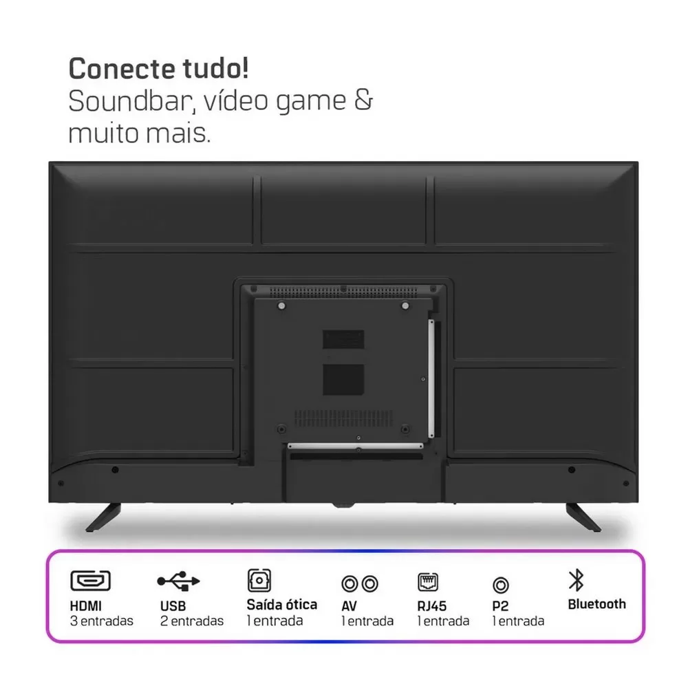 TV LED SMART 40" HQ FHD HQS40NK ANDROID 3 HDMI 2 USB PRETA BIVOLT 