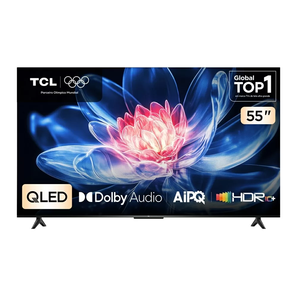 TV QLED SMART 55" TCL ADVANCED 55T6C UHD 4K GOOGLE TV 3 HDMI 1 USB PRETA BIVOLT