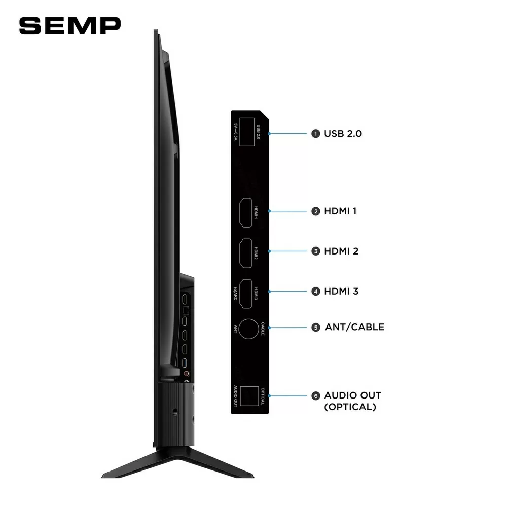 TV LED SMART 55" SEMP 55S62R UHD 4K ROKU TV 3 HDMI 1 USB PRETA BIVOLT 