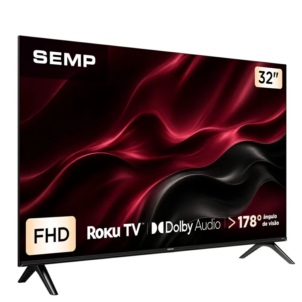 TV LED SMART 32 SEMP HD 32S42R ROKU TV 3 HDMI 1 USB PRETA BIVOLT 