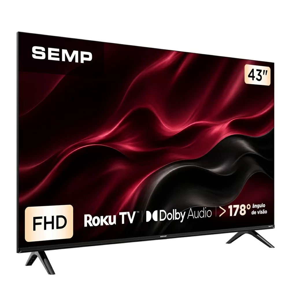 TV LED SMART 43 SEMP HD 43S42R ROKU TV 3 HDMI 1 USB PRATA BIVOLT 