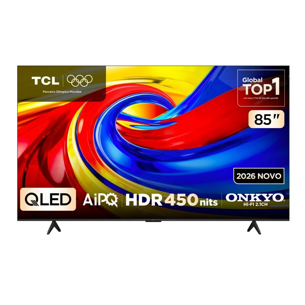 TV QLED SMART 85" TCL ADVANCED 85P7L ULTRA HD 4K GOOGLE TV 3 HDMI 1 USB PRATA BIVOLT