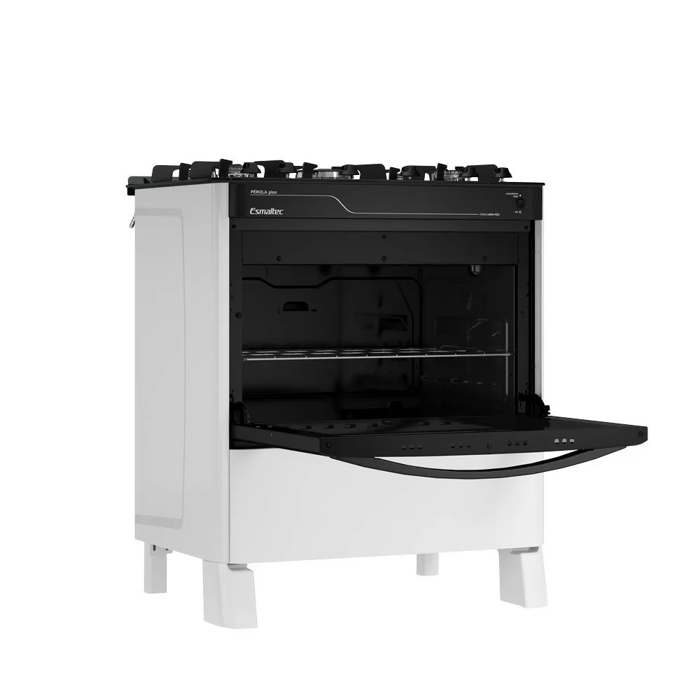 FOGAO 5 BOCAS ESMALTEC PEROLA GLASS 5115 BRANCO BIVOLT