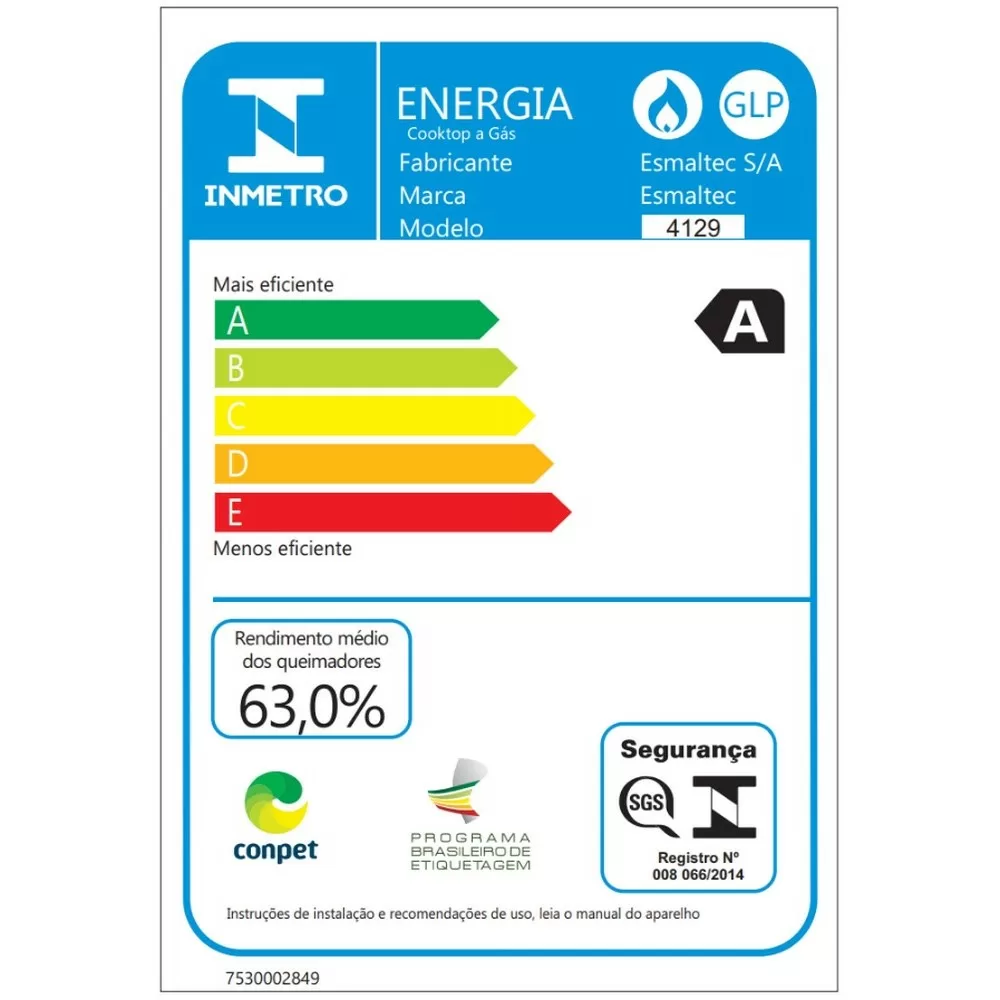 FOGAO 4 BOCAS ESMALTEC F4MFP IDEAL ECO 4129 PRETO
